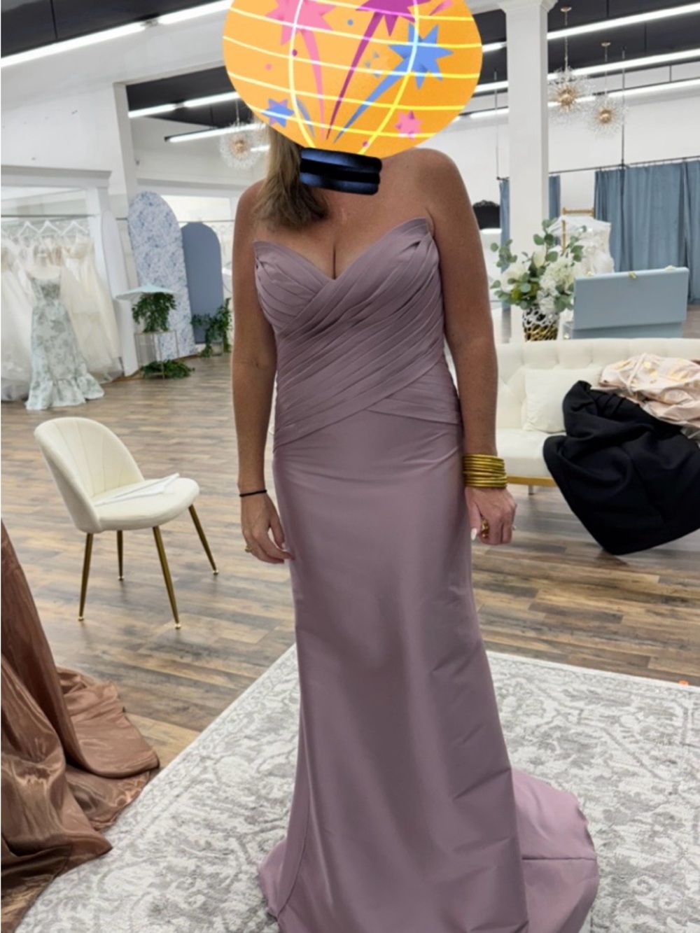 Strapless Sweetheart Evening Gown in Dusty Mauve